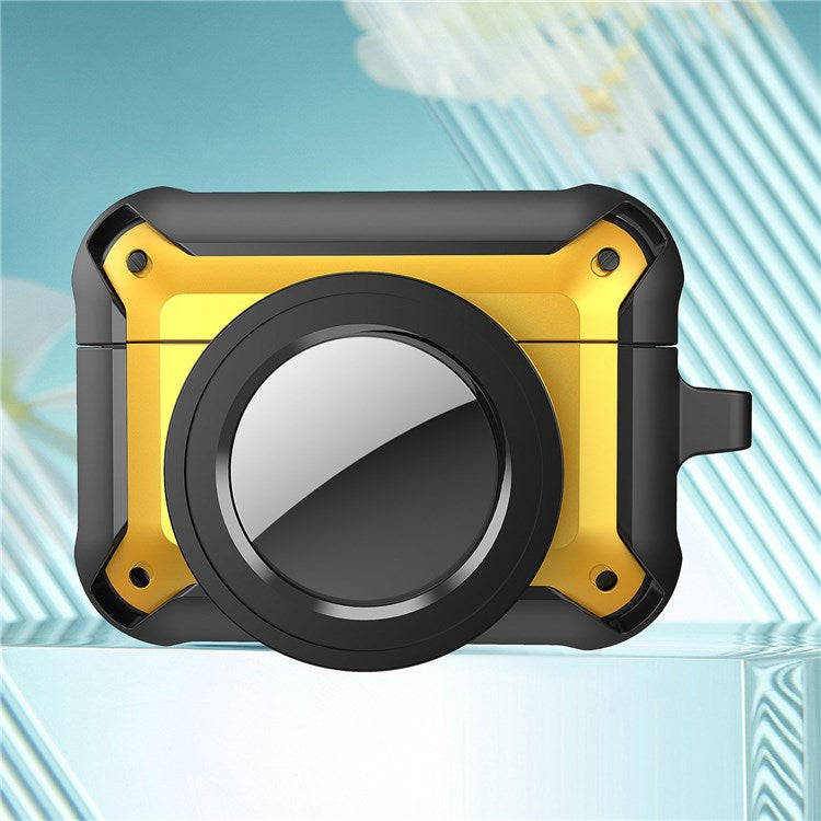 For Apple AirPods Pro + for AirTag Tracker Anti-drop Case Bluetooth Earphone Protective Cover - Light Yellow