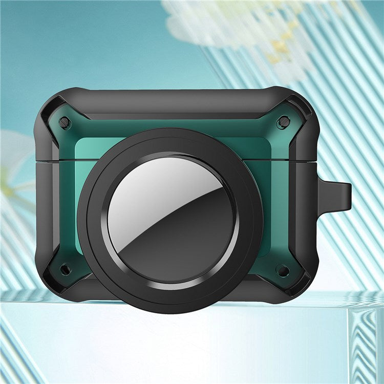 For Apple AirPods Pro + for AirTag Tracker Anti-drop Case Bluetooth Earphone Protective Cover - Green