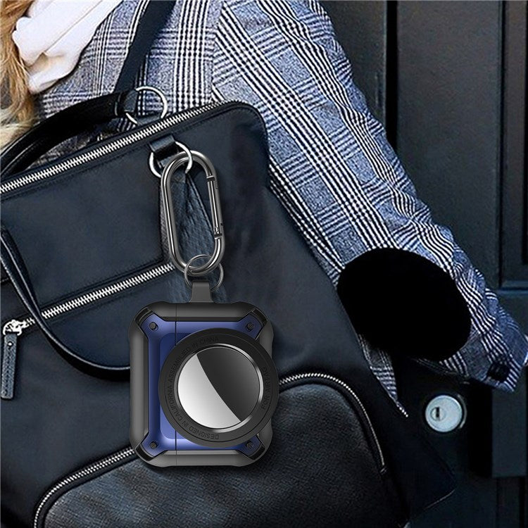 For Apple AirPods 3 Wireless Earphone + for AirTag Smart Tracker Protective Cover Drop-proof Dust-proof Case - Black