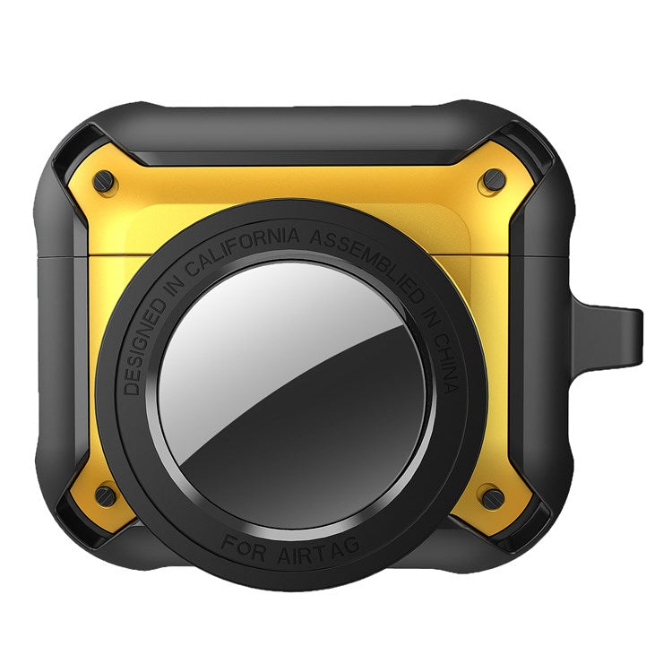 For Apple AirPods 3 Wireless Earphone + for AirTag Smart Tracker Protective Cover Drop-proof Dust-proof Case - Light Yellow