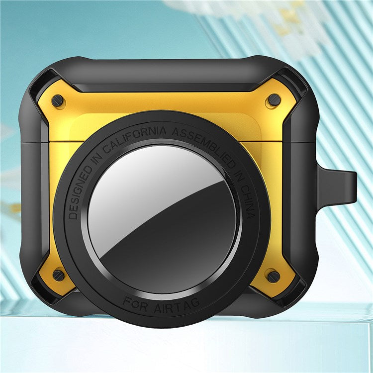 For Apple AirPods 3 Wireless Earphone + for AirTag Smart Tracker Protective Cover Drop-proof Dust-proof Case - Light Yellow