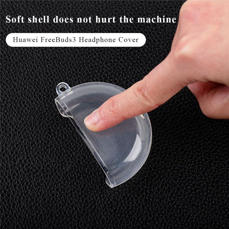 For Huawei FreeBuds 3 Earphone Charging Box TPU Case Transparent Protective Cover with Buckle