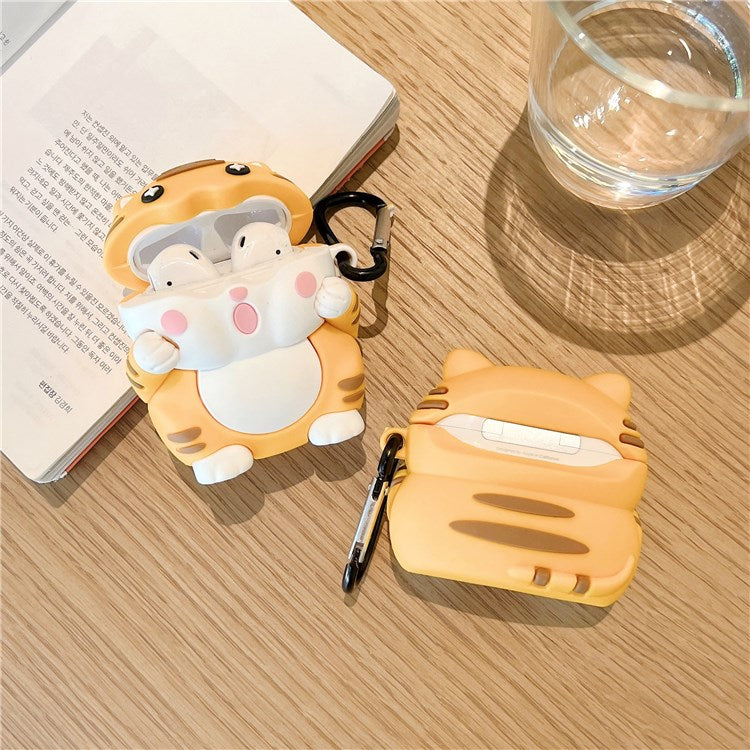 For Apple AirPods with Charging Case (2016)/(2019)/AirPods with Wireless Charging Case (2019) Cartoon Tiger Silicone Protective Case