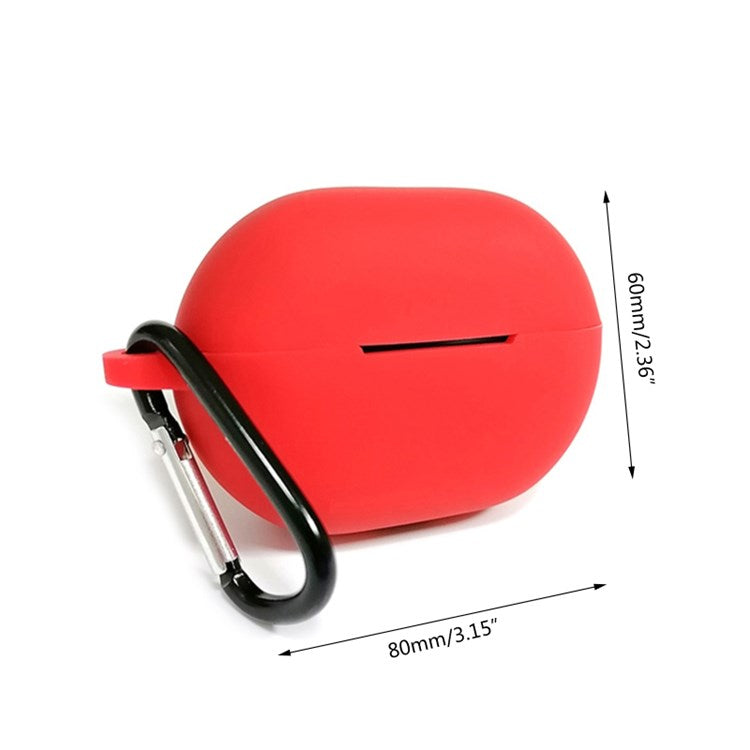 3Pcs/Set For Huawei Freebuds Pro Case Set Earbuds Soft Silicone Protective Kit with Neck Strap/Carabiner - Red