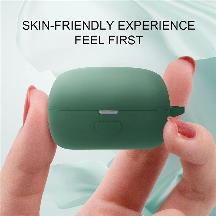 For Sony LinkBuds Earphone Silicone Case Solid Color Earbuds Charging Box Protective Cover with Buckle - Blackish Green