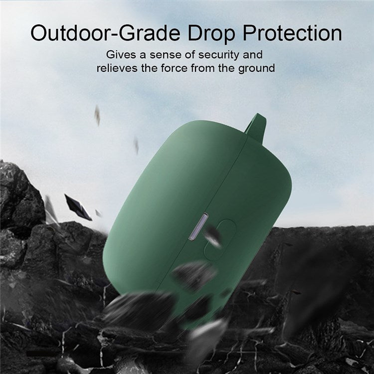 For Sony LinkBuds Earphone Silicone Case Solid Color Earbuds Charging Box Protective Cover with Buckle - Blackish Green