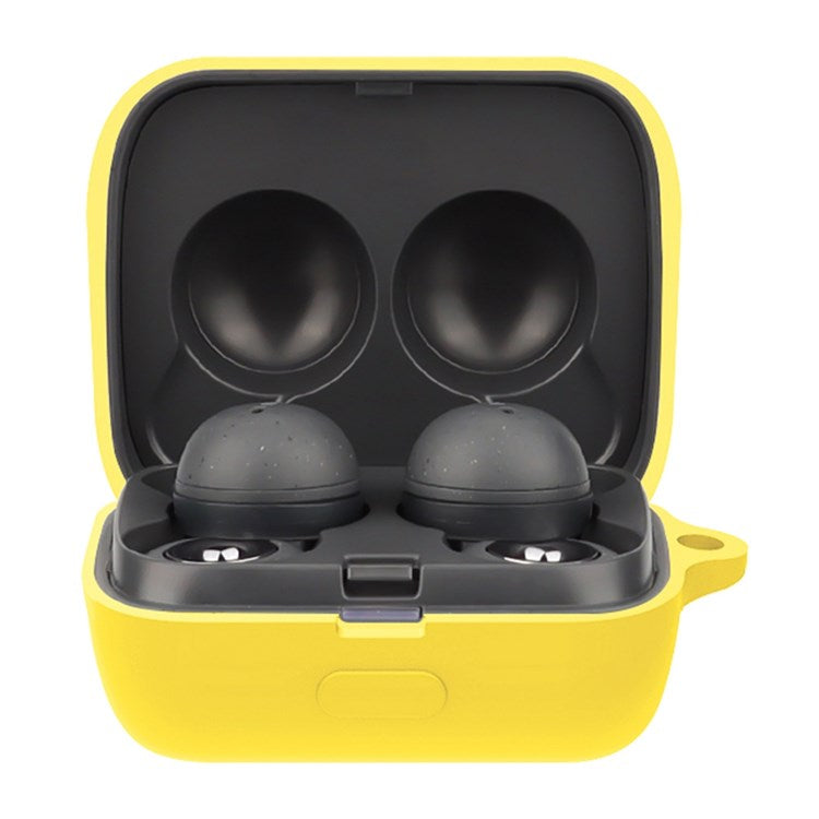 For Sony LinkBuds Earphone Silicone Case Solid Color Earbuds Charging Box Protective Cover with Buckle - Yellow