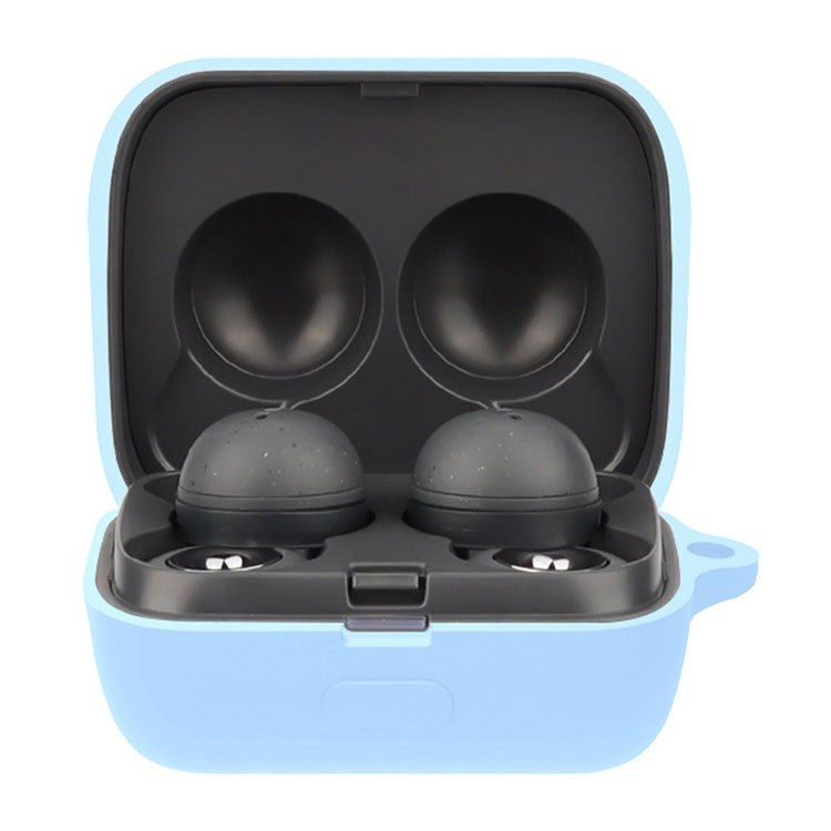 For Sony LinkBuds Earphone Silicone Case Solid Color Earbuds Charging Box Protective Cover with Buckle - Sky Blue