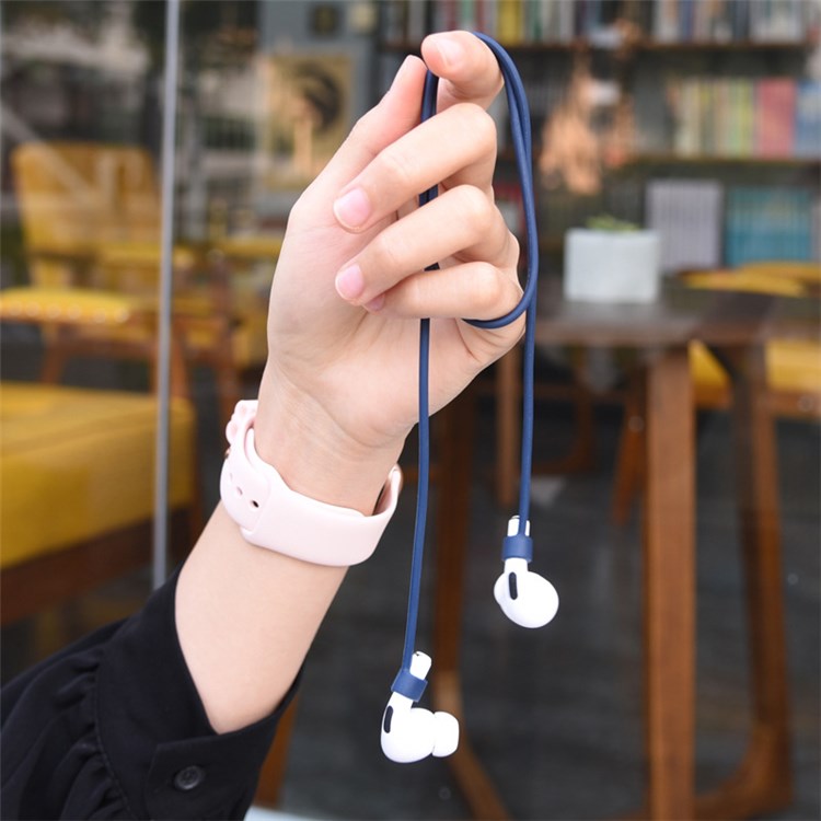 For Apple AirPods Pro + for AirTag 2-in-1 Silicone Protective Cover Anti-drop Case with Earphone Anti-lost Rope - Mint Green/White Rope