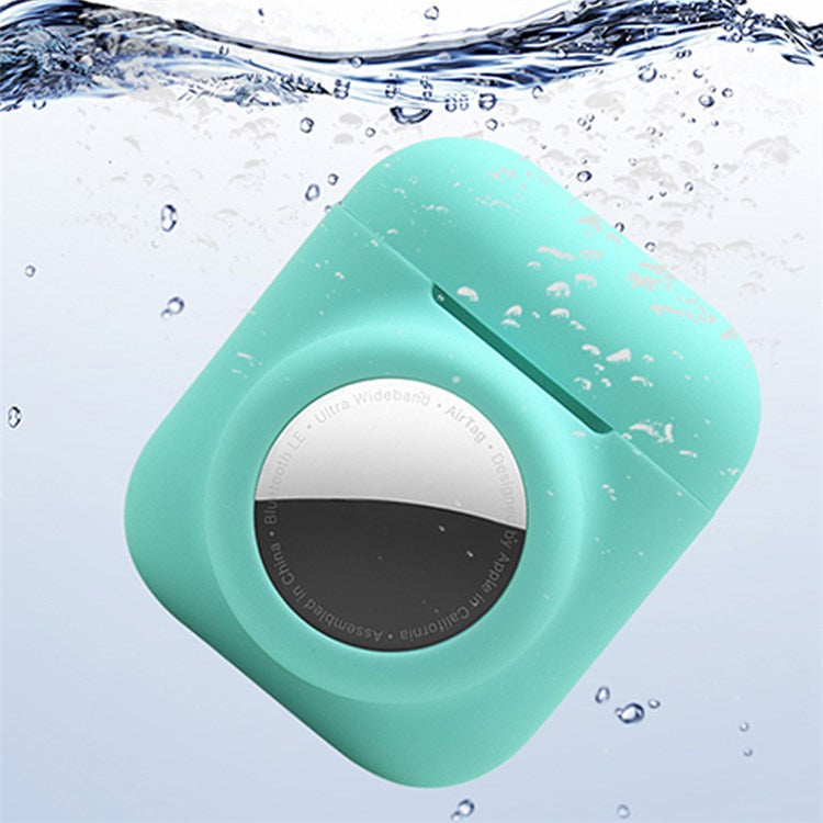 For AirPods with Wireless Charging Case (2019)/AirPods with Charging Case (2019)/(2016) + for AirTag 2-in-1 Silicone Protective Cover Case with Earphone Anti-lost Rope - Luminous Green/White Rope