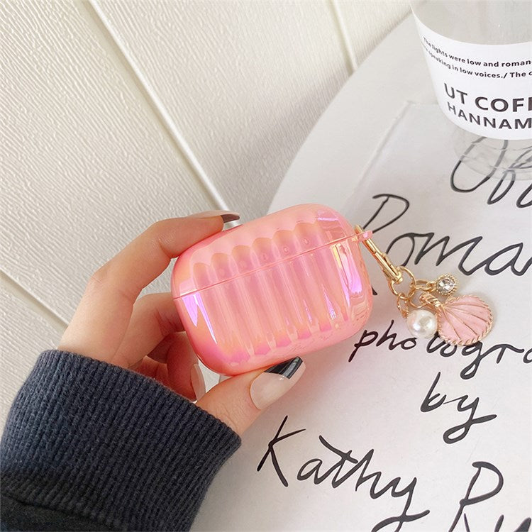 For Apple AirPods Pro Stylish Suitcase Design PC Cover Earphone Well-protected Case with Shell Pendant - Pink