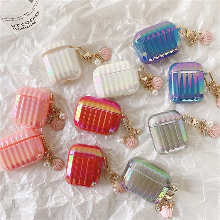 For Apple AirPods Pro Stylish Suitcase Design PC Cover Earphone Well-protected Case with Shell Pendant - Red