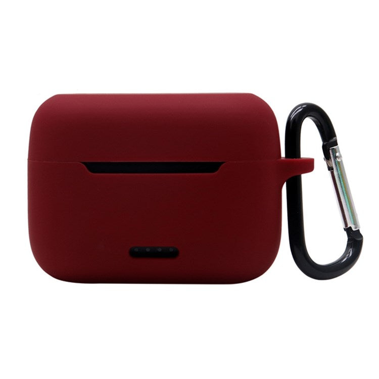 Anti-fall Silicone Case for TOZO NC2 Wireless Bluetooth Headphones Cover with Anti-lost Carabiner - Wine Red