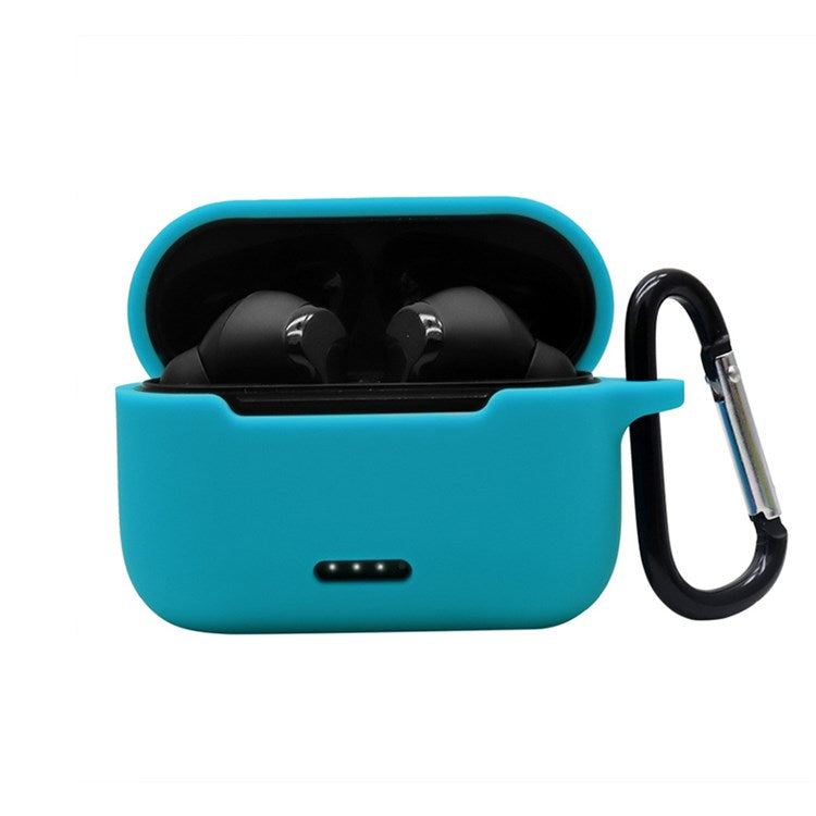 Anti-fall Silicone Case for TOZO NC2 Wireless Bluetooth Headphones Cover with Anti-lost Carabiner - Lake Blue