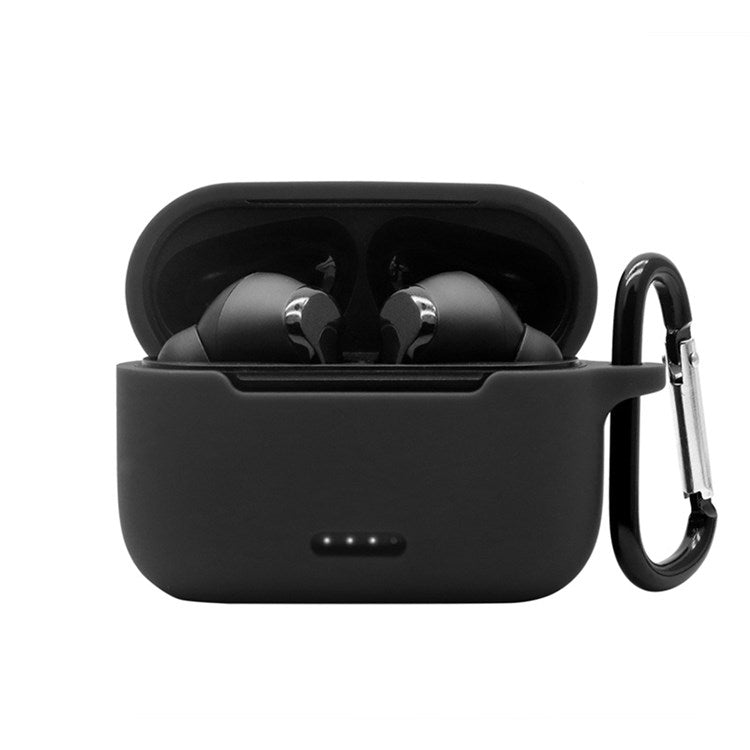 Anti-fall Silicone Case for TOZO NC2 Wireless Bluetooth Headphones Cover with Anti-lost Carabiner - Black