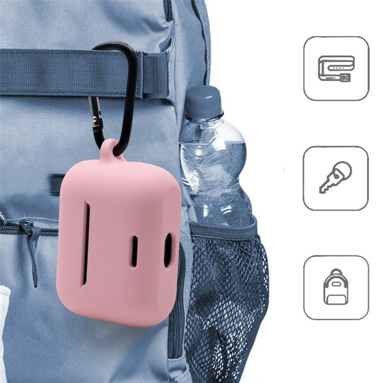 Anti-fall Silicone Case for TOZO NC2 Wireless Bluetooth Headphones Cover with Anti-lost Carabiner - White