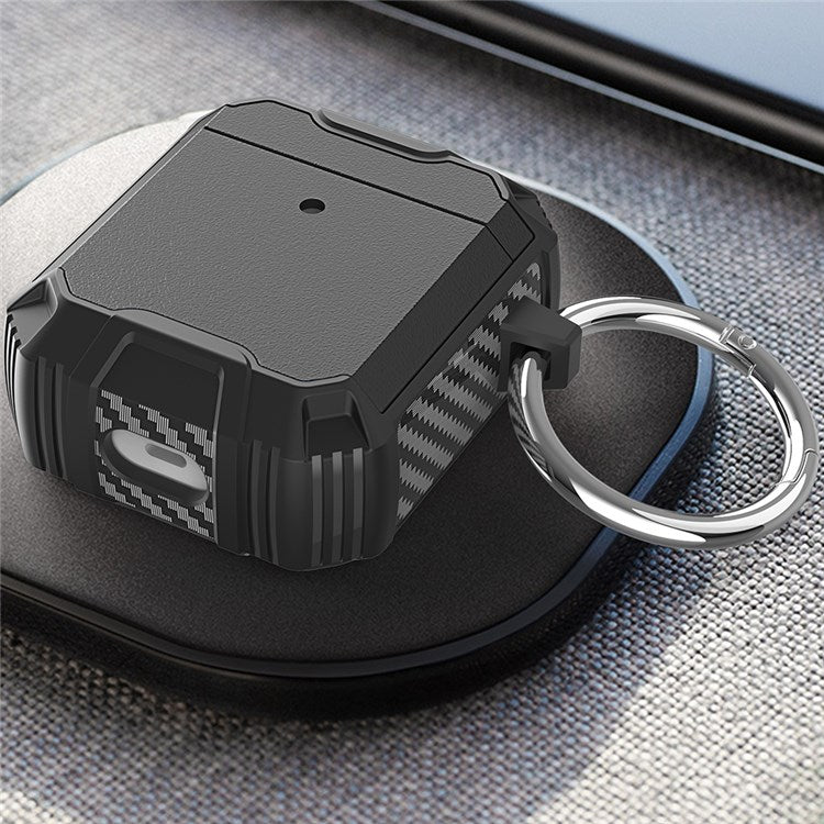 For Apple AirPods with Charging Case (2016)(2019)/AirPods with Wireless Charging Case (2019) Anti-drop Earbuds Protective Case Earphone Cover with Key Ring - Pink/Rose