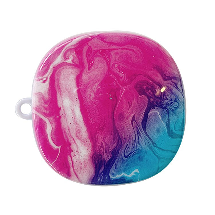 For Baseus WM01 Plus Marble Pattern Bluetooth Earphone PC Anti-drop Case Protective Cover - Pink/Blue