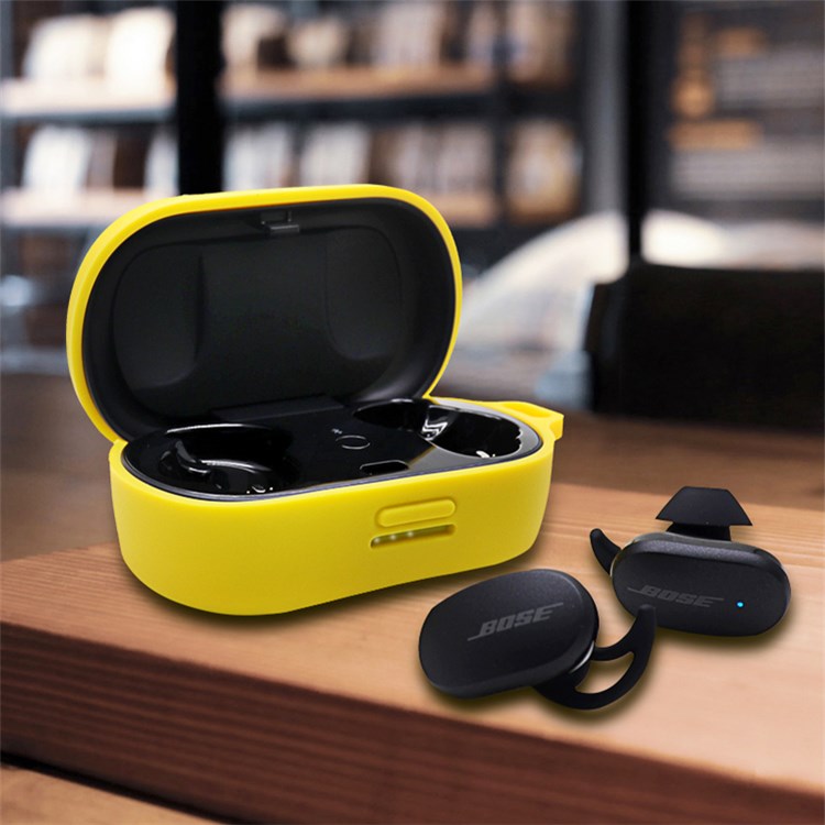 For Bose QuietComfort Earbuds Silicone Cover Bluetooth TWS Earphone Protective Sleeve Case with Anti-lost Buckle - Yellow