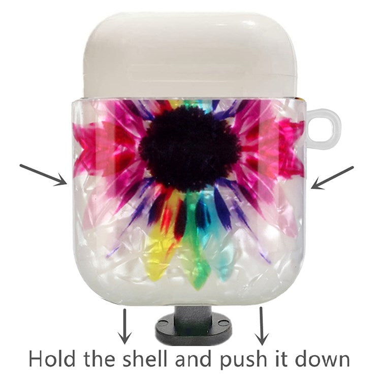 Anti-fall Earphone Case for Apple AirPods 3, Pattern Printed IMD Shell Grain TPU Cover Earbud Protector with Hook - Colorful Sunflower