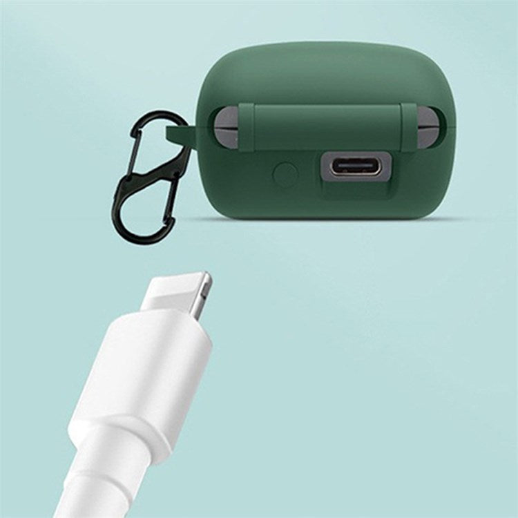 For Sony Linkbuds/WF-L900 Earphone Charging Case Silicone Protective Cover with 3 Sizes Ear Tips and Hanging Buckle - Yellow