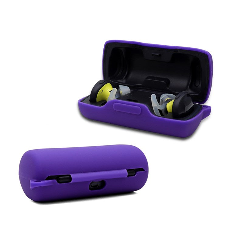 For Bose SoundSport Free TWS Bluetooth Earphone Silicone Case Anti-drop Protective Cover with Anti-lost Buckle - Purple