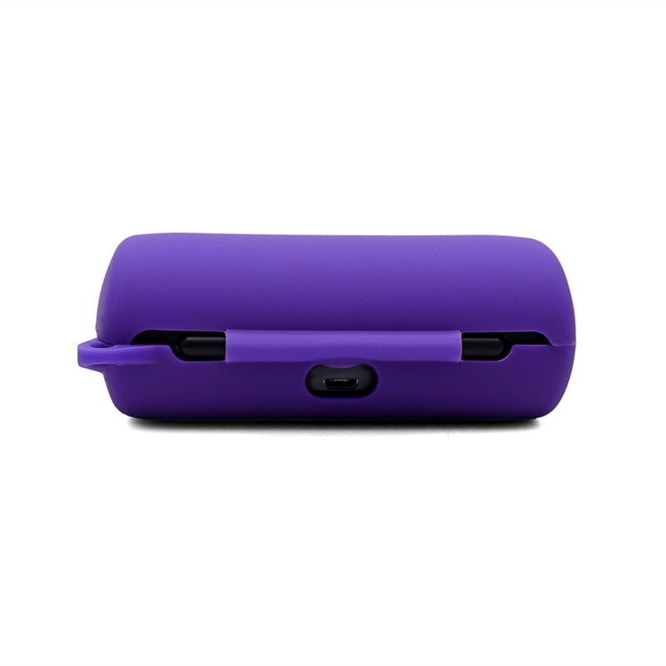 For Bose SoundSport Free TWS Bluetooth Earphone Silicone Case Anti-drop Protective Cover with Anti-lost Buckle - Purple