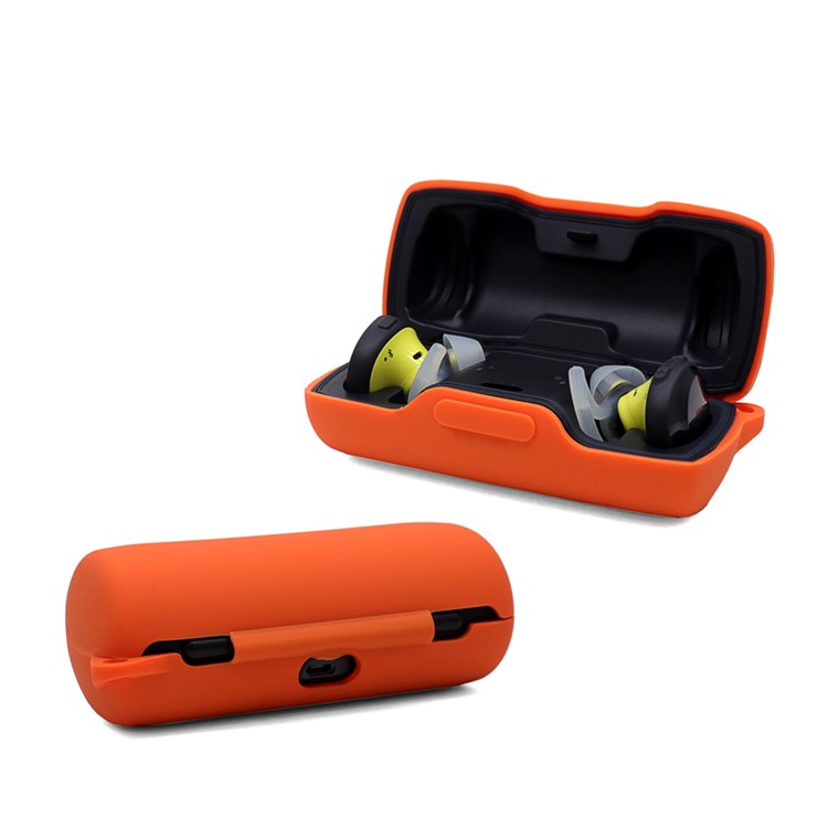 For Bose SoundSport Free TWS Bluetooth Earphone Silicone Case Anti-drop Protective Cover with Anti-lost Buckle - Orange
