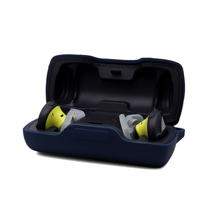 For Bose SoundSport Free TWS Bluetooth Earphone Silicone Case Anti-drop Protective Cover with Anti-lost Buckle - Midnight Blue