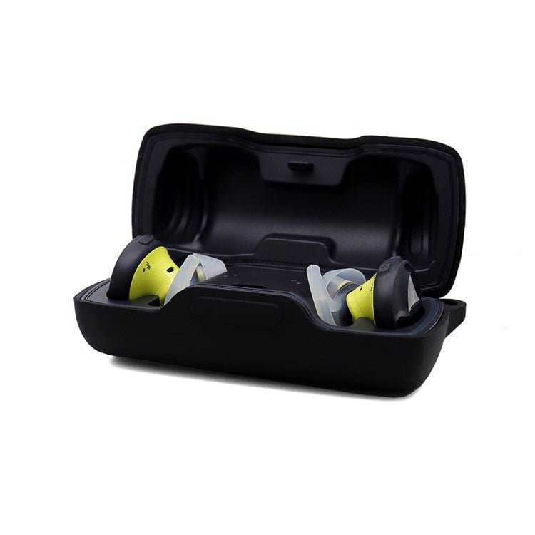 For Bose SoundSport Free TWS Bluetooth Earphone Silicone Case Anti-drop Protective Cover with Anti-lost Buckle - Black