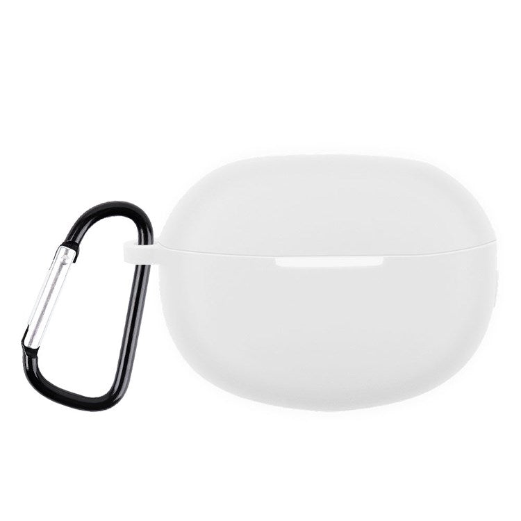 For Realme Buds Air 3 Soft Silicone Shockproof Anti-fall Bluetooth Earphone Protective Case Shell with Buckle - White
