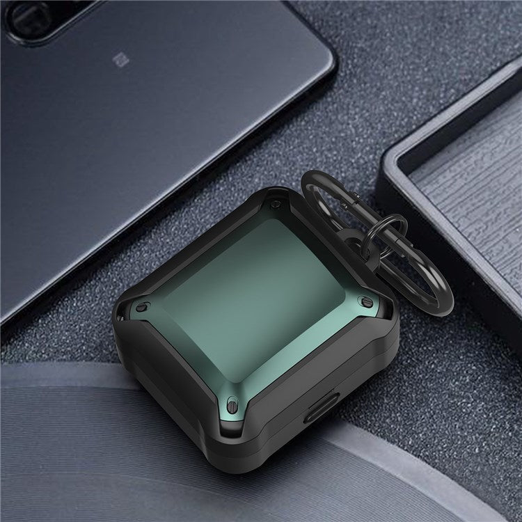 For Sony LinkBuds WF-L900 Protective Case Shockproof Earphone Shell Cover with Hook - Black/Green