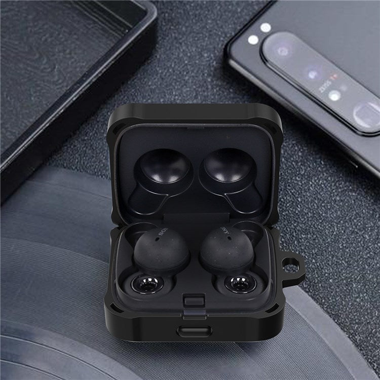 For Sony LinkBuds WF-L900 Protective Case Shockproof Earphone Shell Cover with Hook - Black/Yellow