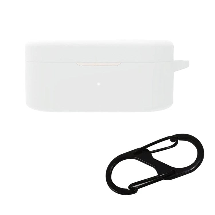 For OnePlus Buds N / Nord Buds Bluetooth Earphone Silicone Cover Anti-scratch Case with Anti-lost Buckle - White