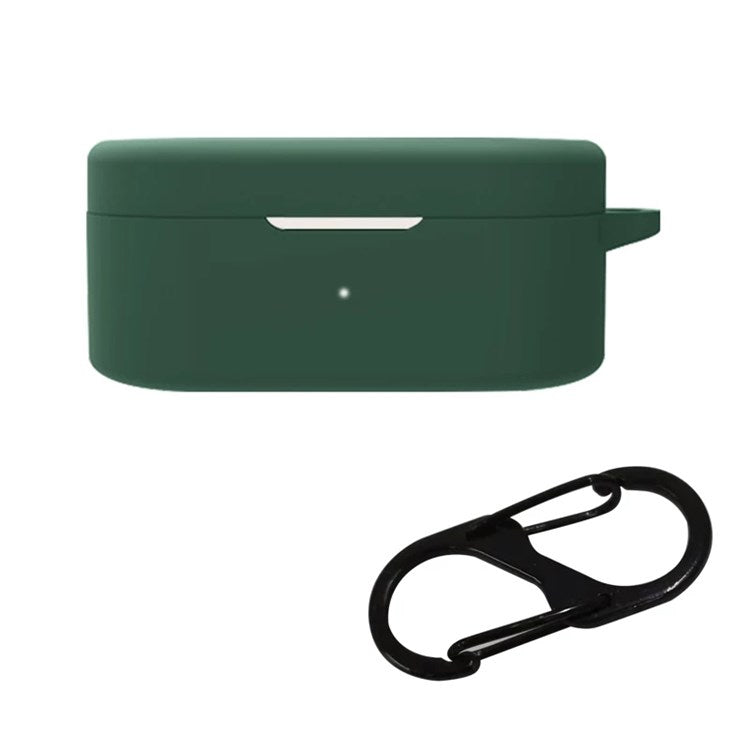 For OnePlus Buds N / Nord Buds Bluetooth Earphone Silicone Cover Anti-scratch Case with Anti-lost Buckle - Blackish Green