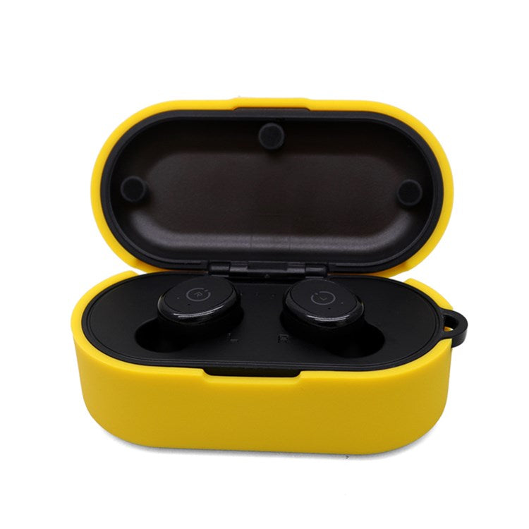 Earphone Case for TOZO T10, Bluetooth Earbuds Silicone Cover Charging Box Shell Protector with Anti-loss Buckle - Yellow