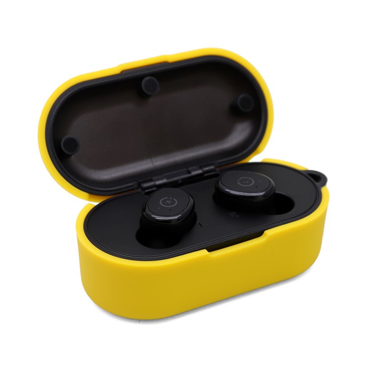 Earphone Case for TOZO T10, Bluetooth Earbuds Silicone Cover Charging Box Shell Protector with Anti-loss Buckle - Yellow