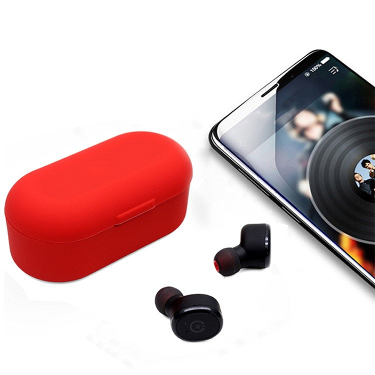 Earphone Case for TOZO T10, Bluetooth Earbuds Silicone Cover Charging Box Shell Protector with Anti-loss Buckle - Green