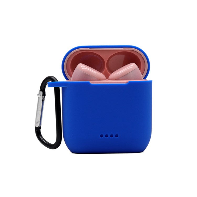 Bluetooth Earphone Protective Case for TOZO T6, Soft Silicone Charging Box Anti-drop Cover Shell with Anti-loss Buckle - Blue