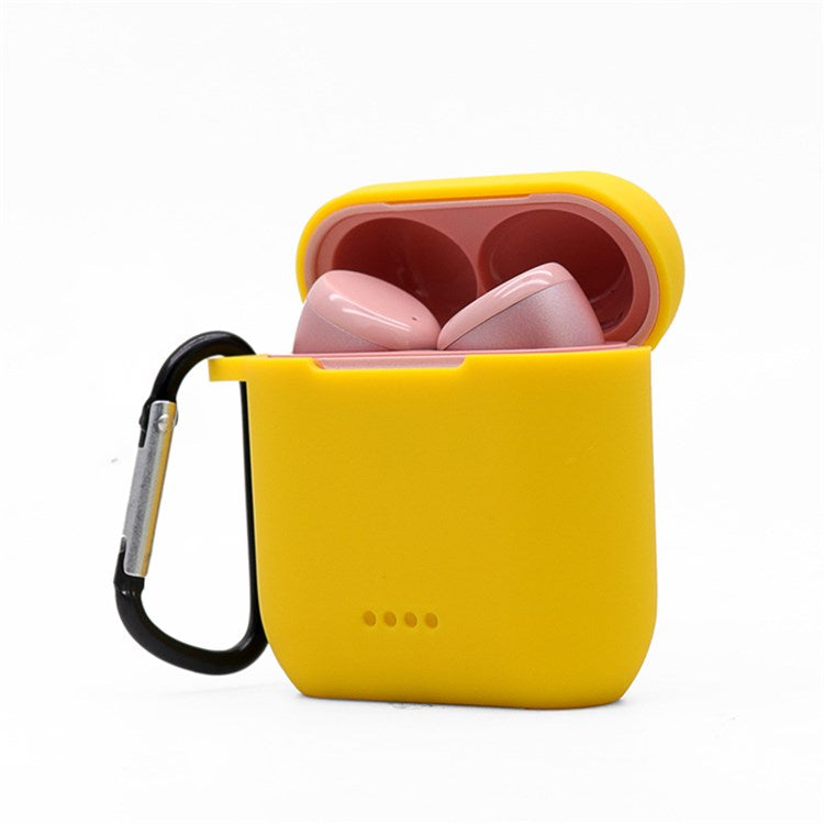 Bluetooth Earphone Protective Case for TOZO T6, Soft Silicone Charging Box Anti-drop Cover Shell with Anti-loss Buckle - Yellow
