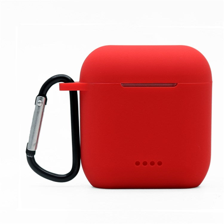 Bluetooth Earphone Protective Case for TOZO T6, Soft Silicone Charging Box Anti-drop Cover Shell with Anti-loss Buckle - Red