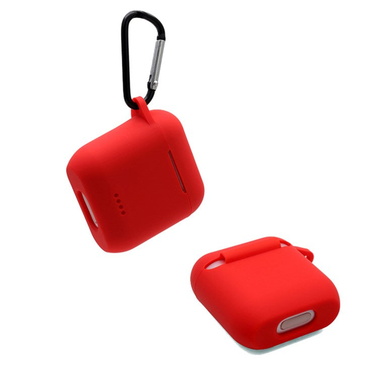 Bluetooth Earphone Protective Case for TOZO T6, Soft Silicone Charging Box Anti-drop Cover Shell with Anti-loss Buckle - Red