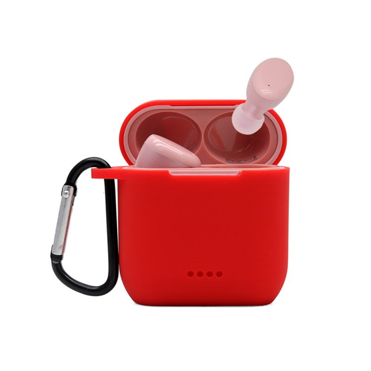 Bluetooth Earphone Protective Case for TOZO T6, Soft Silicone Charging Box Anti-drop Cover Shell with Anti-loss Buckle - Red