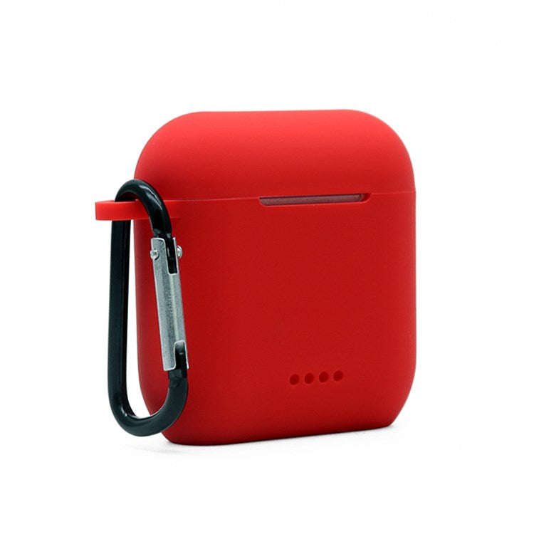Bluetooth Earphone Protective Case for TOZO T6, Soft Silicone Charging Box Anti-drop Cover Shell with Anti-loss Buckle - Red