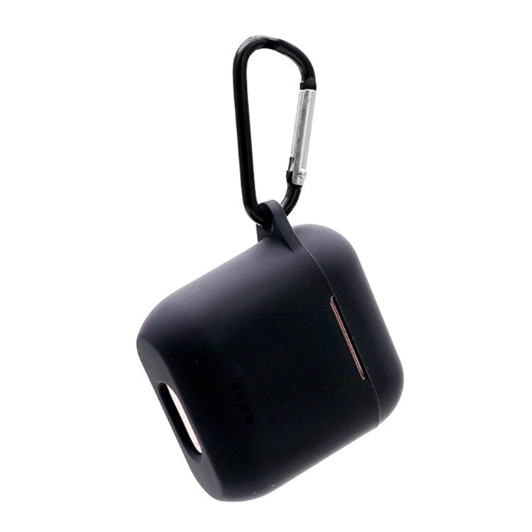Bluetooth Earphone Protective Case for TOZO T6, Soft Silicone Charging Box Anti-drop Cover Shell with Anti-loss Buckle - Black