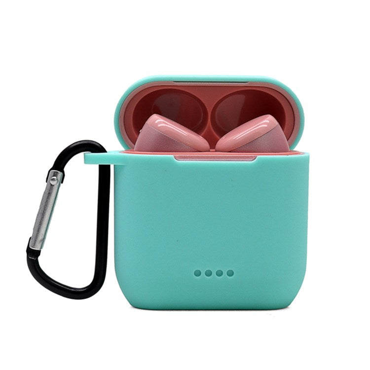 Bluetooth Earphone Protective Case for TOZO T6, Soft Silicone Charging Box Anti-drop Cover Shell with Anti-loss Buckle - Green