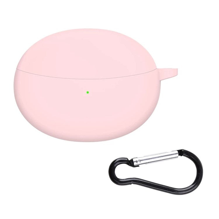 For OPPO Enco Air2 Pro Earbuds Silicone Case Earphone Organizer Protective Skin Sleeve with Carabiner - Pink