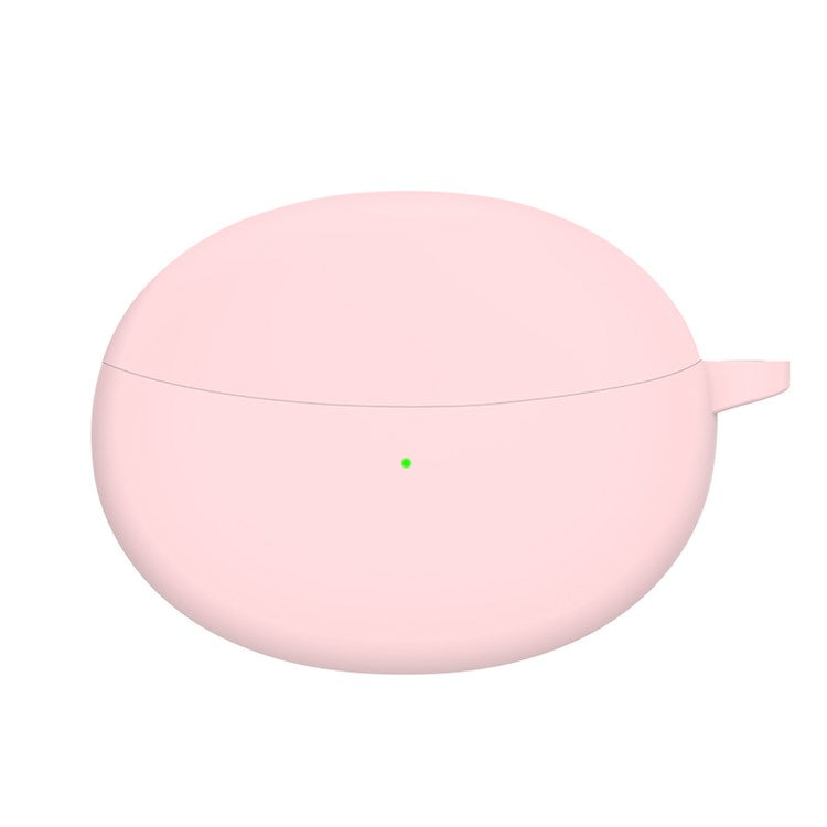 For OPPO Enco Air2 Pro Earbuds Silicone Case Earphone Organizer Protective Skin Sleeve with Carabiner - Pink