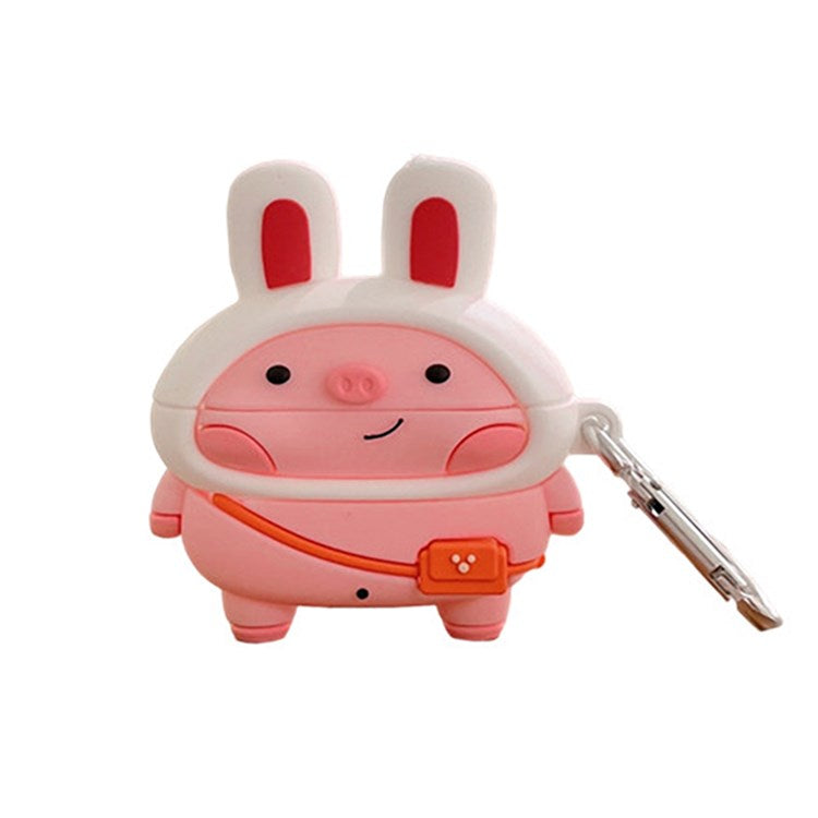 Silicone Earphone Case for Apple AirPods 3 Cute Piggy Design All-around Protection Charging Box Cover Protector with Hook