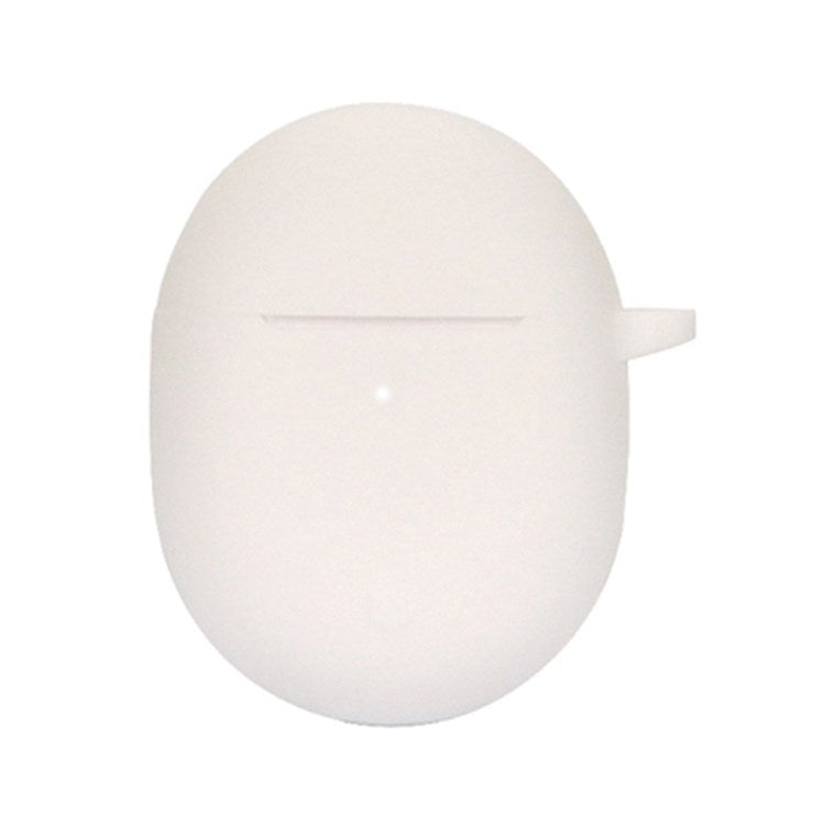Dust-proof Earphone Silicone Case for Redmi Buds 4, Bluetooth Earbuds Charging Box Anti-scratch Cover with Hanging Buckle - White